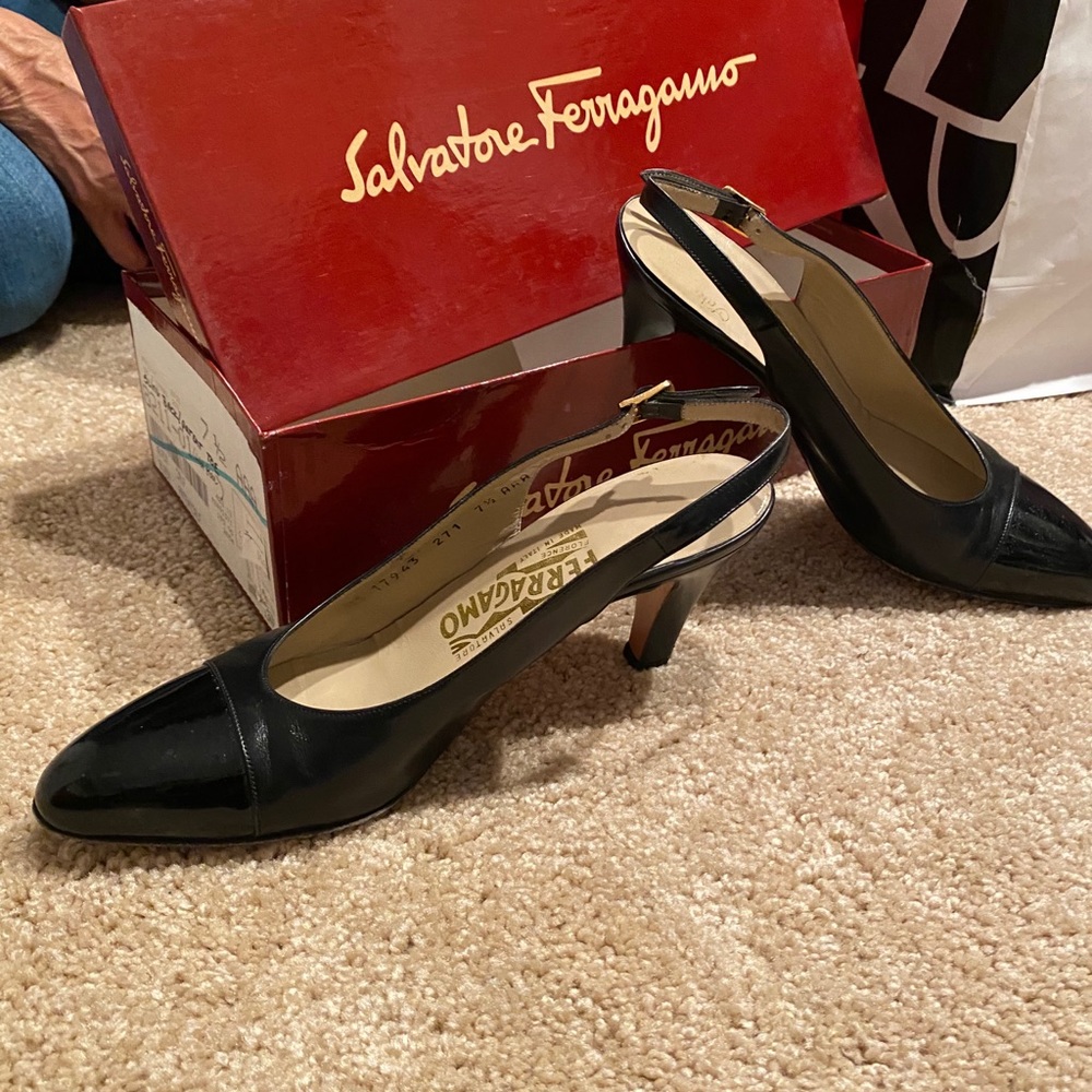 Black Slingback Ferragamo